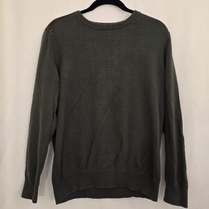 Cyrillus Paris Shooting Sweater Men‎ Medium Olive Green Suede Shoulder Patches